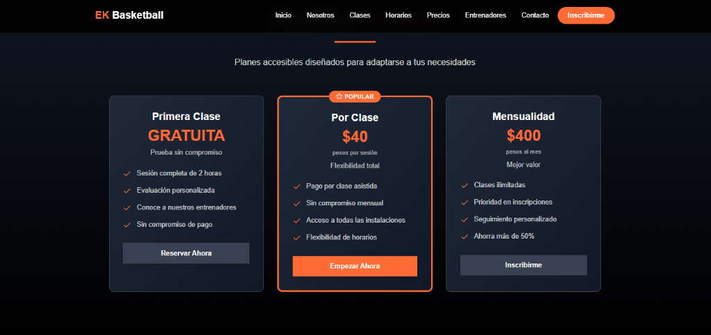 EK Academia - Planes y Precios